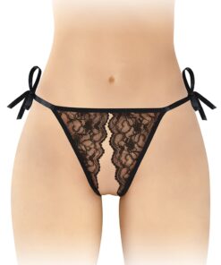 String noir ouvert à nouer Stella - Fashion Secret