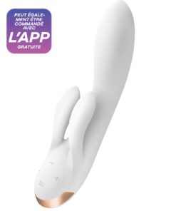 Vibro Rabbit connecté Double Flex blanc - Satisfyer